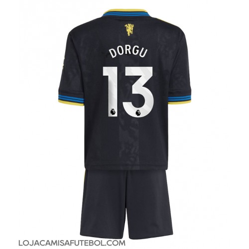 Camisa de Futebol Manchester United Patrick Dorgu #13 Equipamento Alternativo Infantil 2025-26 Manga Curta (+ Calças curtas)